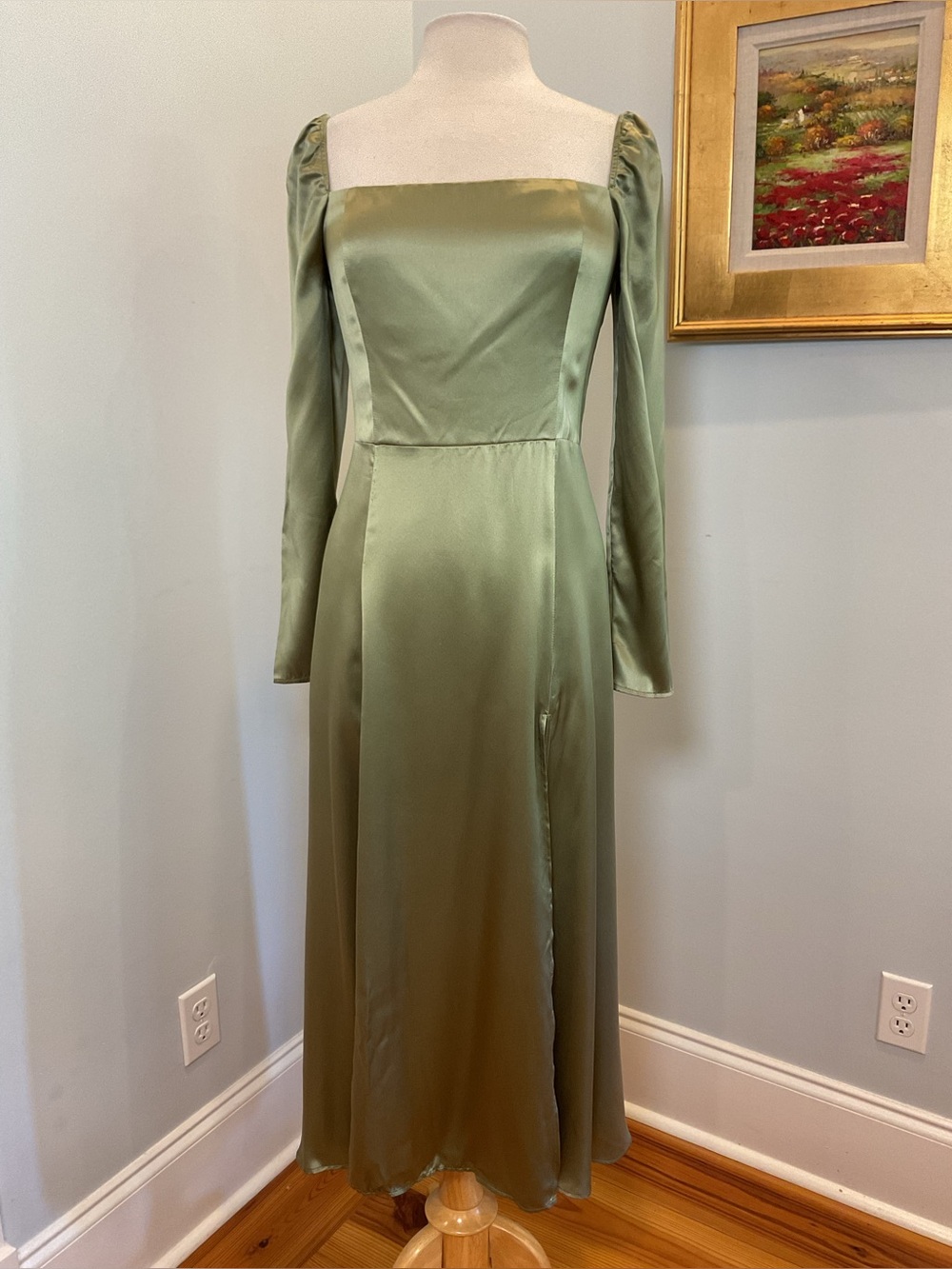 Reformation Maryanne Silk‎ Midi Dress Sage Green